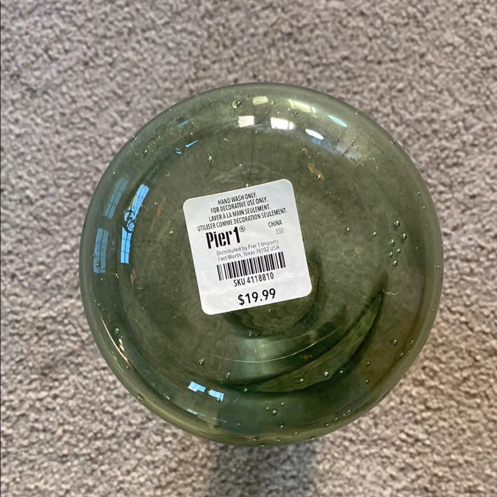 Pier 1 Green Glass Accent Vase